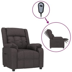 3143572 vidaXL Електрически реклайнер стол, тъмнокафяв, текстил
