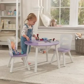 Комплект маса с два стола - Round Storage Table & 2 Chair Set - Lavender - KidKraft