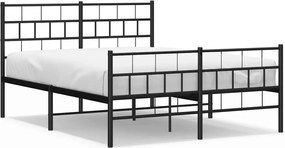 355676 vidaXL Метална рамка за легло с горна и долна табла, черна, 135x190 см