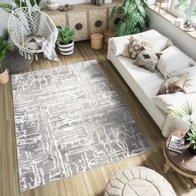 Сив дизайнерски килим с лек абстрактен модел Ширина: 160 см | Дължина: 220 см