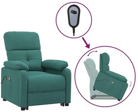 3120376 vidaXL Изправящ масажен стол, тъмнозелен, текстил