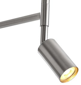 Подова лампа от стомана с бял абажур и регулируема лампа за четене - Ladas