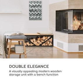 Blumfeldt Kindlewood L Black, стойка за дърво, пейка, 104 × 40 × 35 см, бамбук, цинк