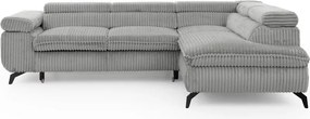 Светлосив ъглов диван от рипсено кадифе (десен ъгъл L форма) Marbeya – Ropez