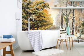 Тапет – Есенна алея от дървета