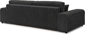 Тъмносив разтегателен диван с място за съхранение от рипсено кадифе 260 cm Justin – Ropez