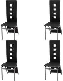 243645 vidaXL Tрапезни столове, 4 бр, черни, изкуствена кожа