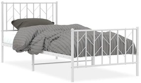 374497 vidaXL Метална рамка за легло с горна и долна табла, бяла, 90x200 см
