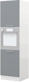 Висок подов шкаф за фурна Hudson K21-60-2KR-White glossy - Gray