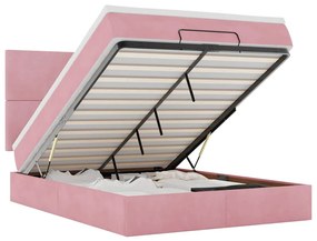 3314251 vidaXL Османска легло с матраци и LED, розово, 140x190 см, кадифе