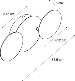Модерна стенна лампа черна със злато, включваща LED 3-степенно димируема 3-лампи - Sunrise 3