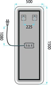 Огледало LED 150x50cm MOL-SQ