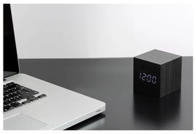 Тъмно сив будилник с бял LED дисплей Cube Click - Gingko