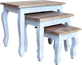 244505 vidaXL Комплект 3 стифиращи масички, махагоново дърво масив