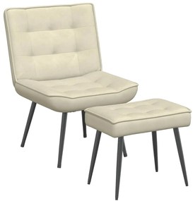 4012335 vidaXL Релаксиращ стол с табуретка Cream Velvet