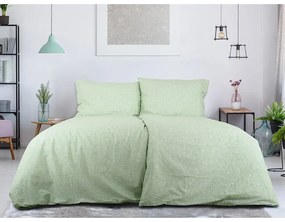 Зелено единично крепирано спално бельо 140x200 cm Green Flowers – B.E.S.