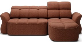 Теракотен кадифен сгъваем/с място за съхранение ъглов диван (десен ъгъл) Beneth – ELTAP