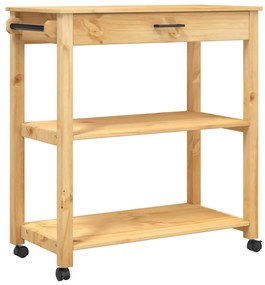 376103 vidaXL Кухненска количка "MONZA" 84x40x88,5 см борово дърво масив