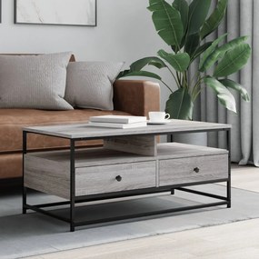 835287 vidaXL Кафе маса, сив сонома, 100x51x45 см, инженерно дърво