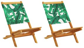 3214651 vidaXL Сгъваеми градински столове 8 бр зелен плат и масивно дърво