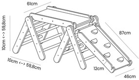 Сив/естествен пиклер триъгълник от масивен бор 265x61x60 cm Montessori – Meowbaby