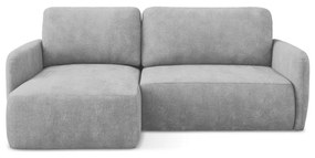 Светлосив шенилов разтегателен ъглов диван с място за съхранение (ляв ъгъл) Lilo – Makamii