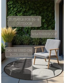 Черно-бял кръгъл килим за открито и закрито ø 160 cm Duet Bowen – NORTHRUGS