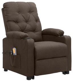 3093491 vidaXL Изправящ масажен стол, кафяв, текстил