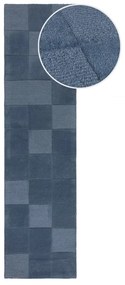 Тъмносиня ръчно изработена вълнена пътека 60x230 cm Checkerboard – Flair Rugs