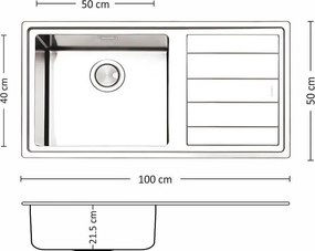 Leks MEGA BB 100.1 R/L TI Кухненска мивка за вграждане