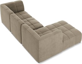 Кафяв кадифен ъглов диван (ляв ъгъл) Aloha – Makamii