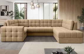 Ъглов диван Bale U-Тъмнобежов-Десен