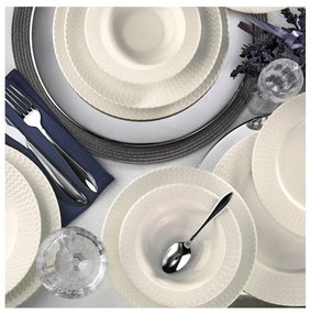 Комплект за хранене от 24 части, бял порцелан