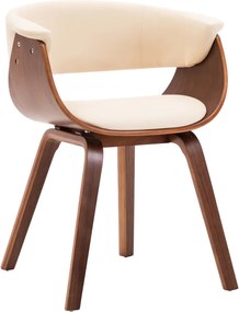 283128 vidaXL Трапезен стол, кремав, извито дърво и изкуствена кожа