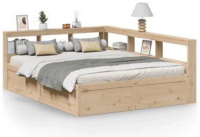 3324460 vidaXL Легло с етажерка за книги, без матрак, 140x200 см, бор масив