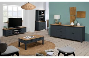 Тъмносиня борова телевизионна масичка 158x47 cm Miranda - Marckeric