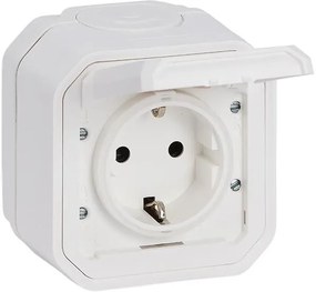 Legrand Контакт шуко 16А с детска защита и винт. клеми моноблок за открит монтаж цвят Бял IP55 Plexo New - 069771L