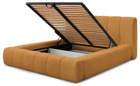 Двойно тапицирано легло с място за съхранение с включена подматрачна рамка в цвят горчица 140x190 cm Denali – Bobochic Paris