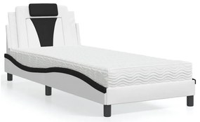 3208767 vidaXL Легло Viana без матрак, бяло и черно, 90x190 см, изкуствена кожа