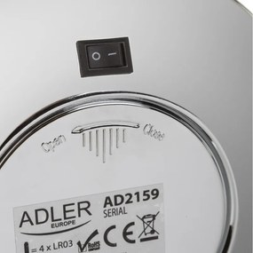 Козметично огледало Adler AD 2159, Диаметър 15 см, LED осветление, Тройно увеличение, Сребрист