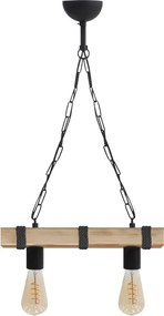 Vero TopMebel дървена таванна лампа в натурален/черен цвят, размери 40 × 8 × 65 см.