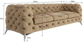 Светлокафяв кадифен диван 243 cm Chelsea – Ropez