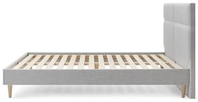 Светлосиво тапицирано двойно легло с решетка 160x200 cm Elyna - Bobochic Paris