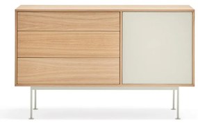 Кремавобял скрин с дъбов фурнир , ширина 128 см Yoko - Teulat