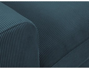 Тъмносин разтегателен ъглов диван с място за съхранение от рипсено кадифе (десен ъгъл) Kyoto – Cosmopolitan Design