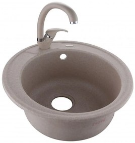 Кухненска мивка ICGSF 8252 SAND, гранит, едно корито, със сифон, 49х25см