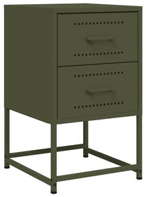 846466 vidaXL Нощно шкафче, маслиненозелено, 36x39x60,5 см, стомана