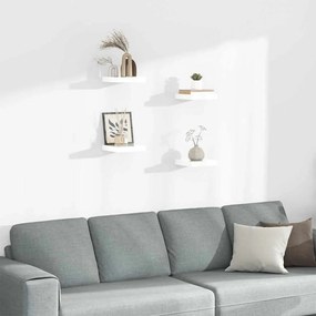 323741 vidaXL Окачени стенни рафтове, 4 бр, бял гланц, 23x23,5x3,8 см, МДФ