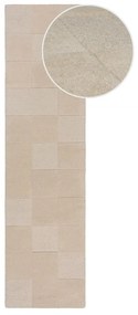 Бежова ръчно изработена вълнена пътека 60x230 cm Checkerboard – Flair Rugs