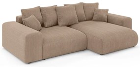 Бежов разтегателен ъглов диван с място за съхранение от рипсено кадифе (променлив) Luma – Ropez